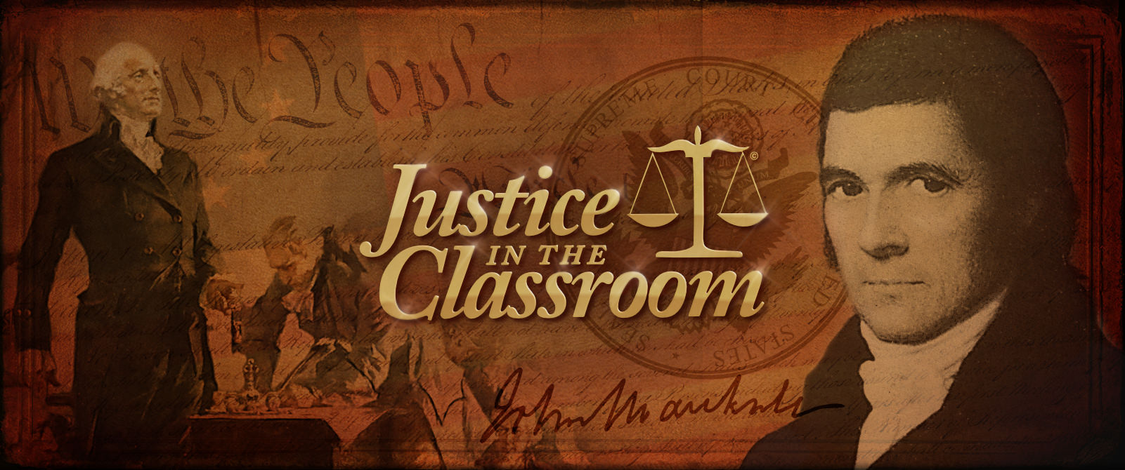 Justice in the Classroom homepage and John Marshall